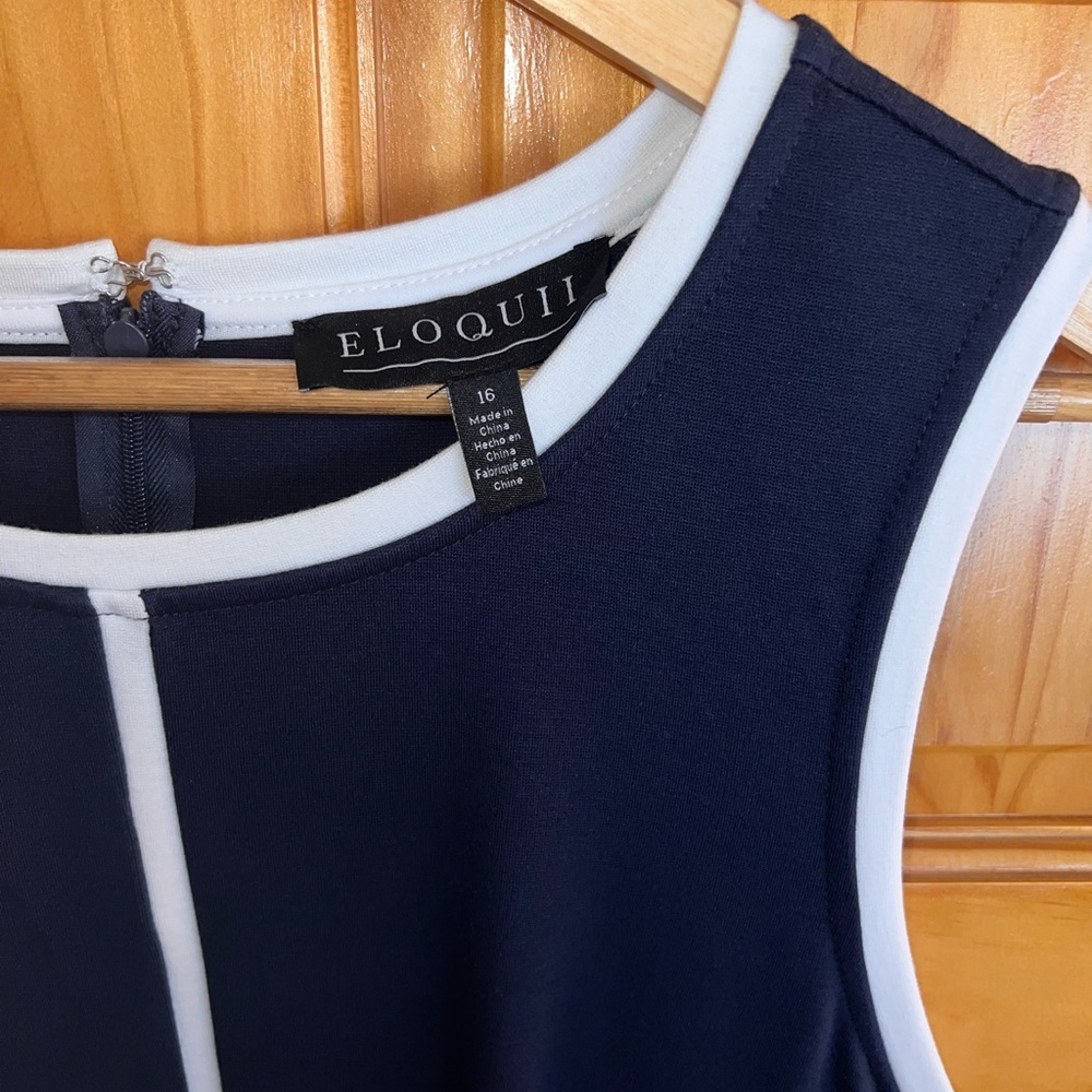 Eloquii Navy Dress with White Accents